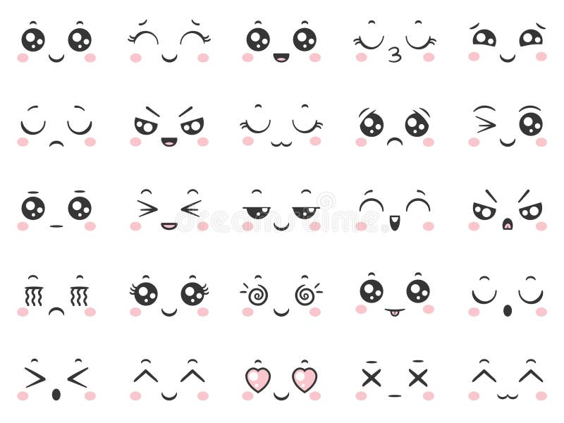Premium Vector  Kawaii emotions face set vector illustration