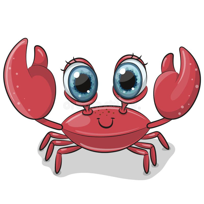 Cute Cartoon Crab isolated on a white background