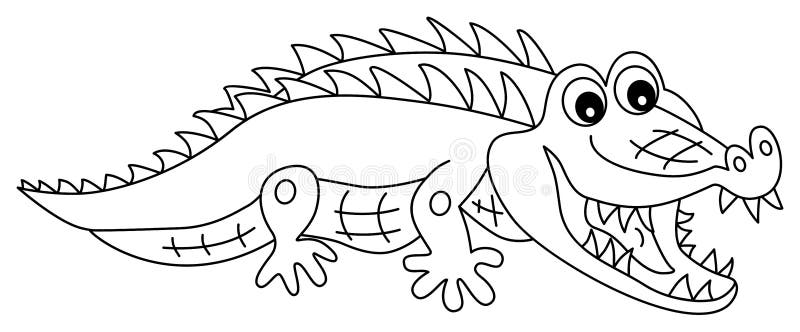 Cute Cartoon Crocodile with the Open Mouth. Vector Colouring Crocodile  Stock Vector - Illustration of creature, character: 229569075