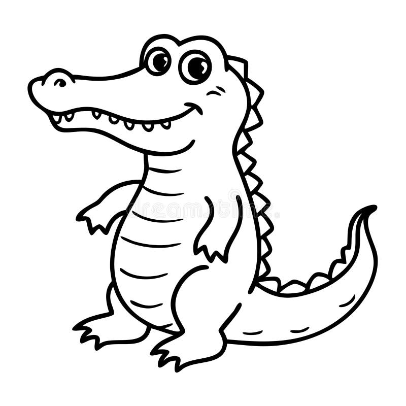 Cute Cartoon Crocodile Vector Illustration for Kids Projects and Coloring Books vektor illustrationer