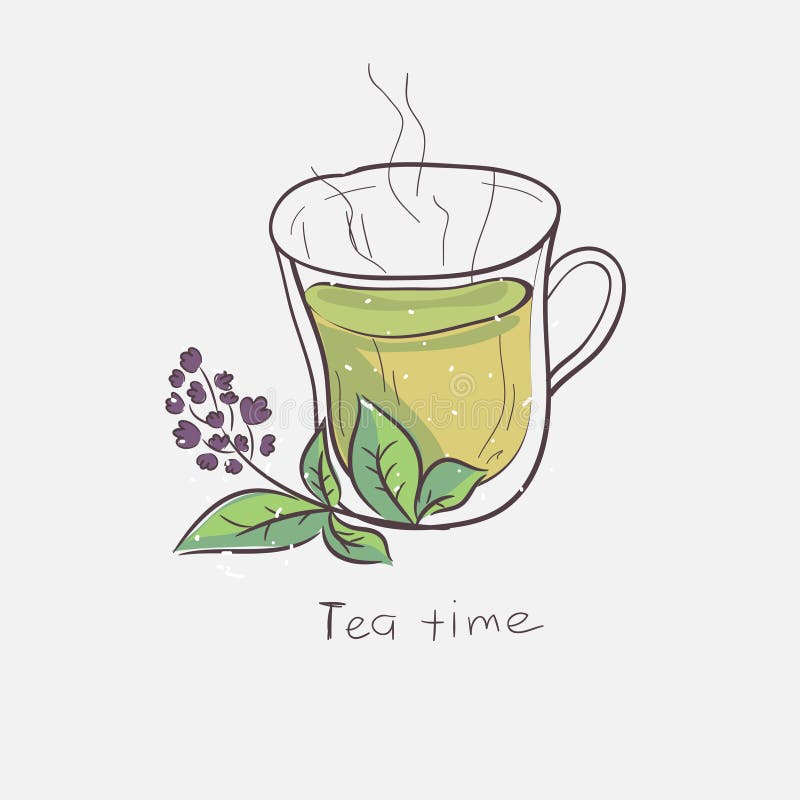 Cute Cartoon Cup Of Tea Vector Illustration Isolated On White Background  Stock Illustration - Illustration Of Fresh, Hand: 110455494