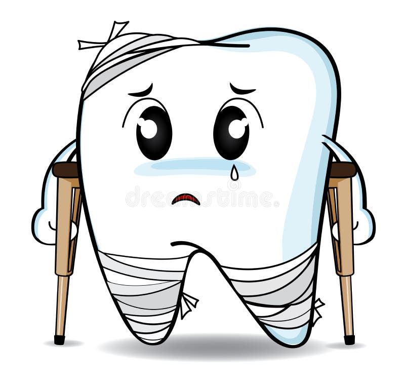Cute cartoon Decay tooth or injury royalty free illustration