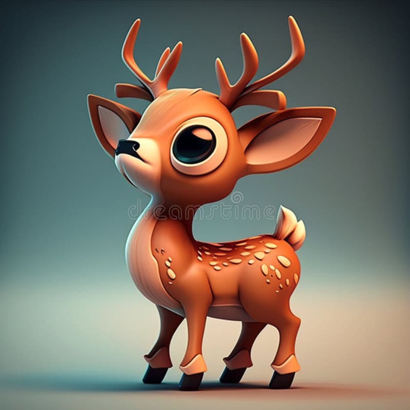 A Cute Cartoon Deer Character Stock Illustration Illustration of