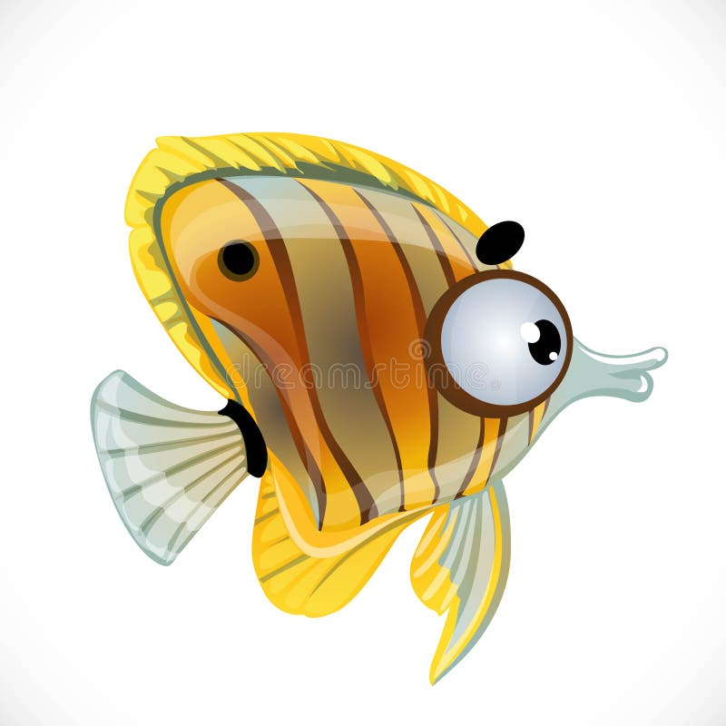 Cute cartoon discus fish isolated on a white vector illustration