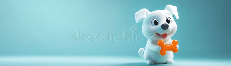 Cute Cartoon Dog Holding a Bone vector illustration