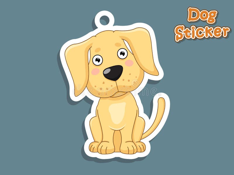 Cute Cartoon Dog Puppy Labrador Sticker. Vector Illustration. Wi