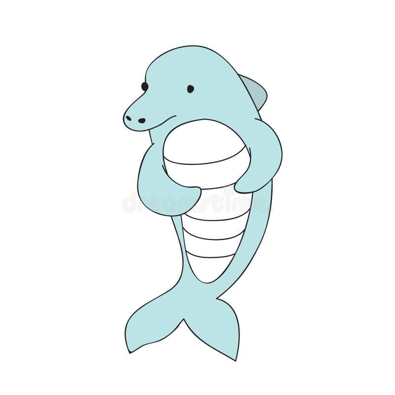 Cute cartoon Dolphin character, vector isolated illustration in simple style. stock illustration Cute cartoon Dolphin character, vector isolated illustration in simple style. stock illustration