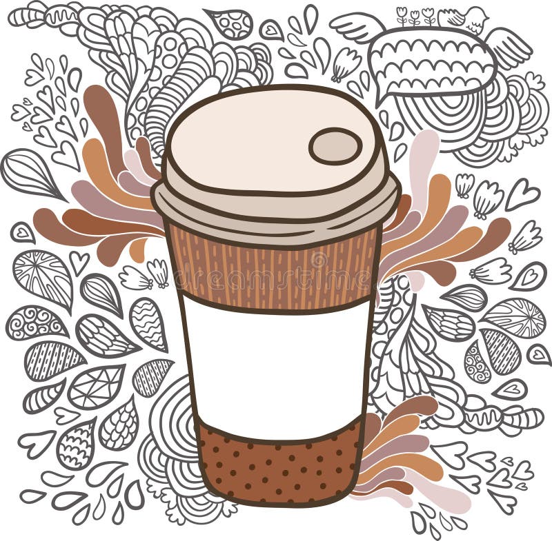 Cute Cartoon Doodle Coffee Cup Stock Vector - Illustration of cartoon