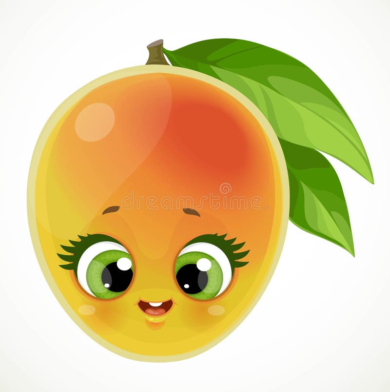 Cute Cartoon Emoji Mango Isolated on White Stock Vector - Illustration of  face, cartoon: 185826825