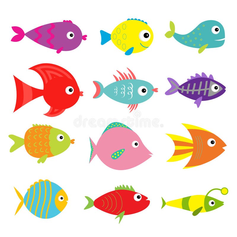 Cute Cartoon Fish Set. Isolated. Baby Kids Collection. White Background Stock Vector - Illustration of cute, home: 71840420 Cute Cartoon Fish Set. Isolated. Baby Kids Collection. White Background Stock Vector - Illustration of cute, home: 71840420