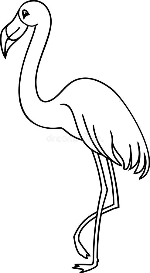 Download Cute Cartoon Flamingo Coloring Page Stock Vector Illustration Of Vector Page 124943177