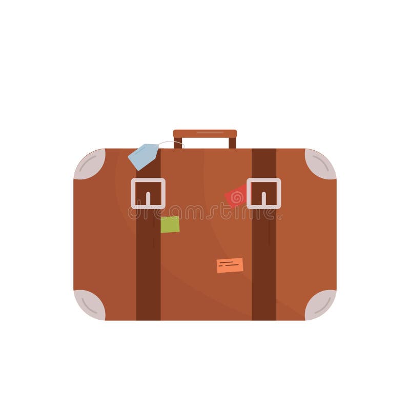 A Cute Cartoon Flat Luggage Icon Art Stock Vector Illustration of