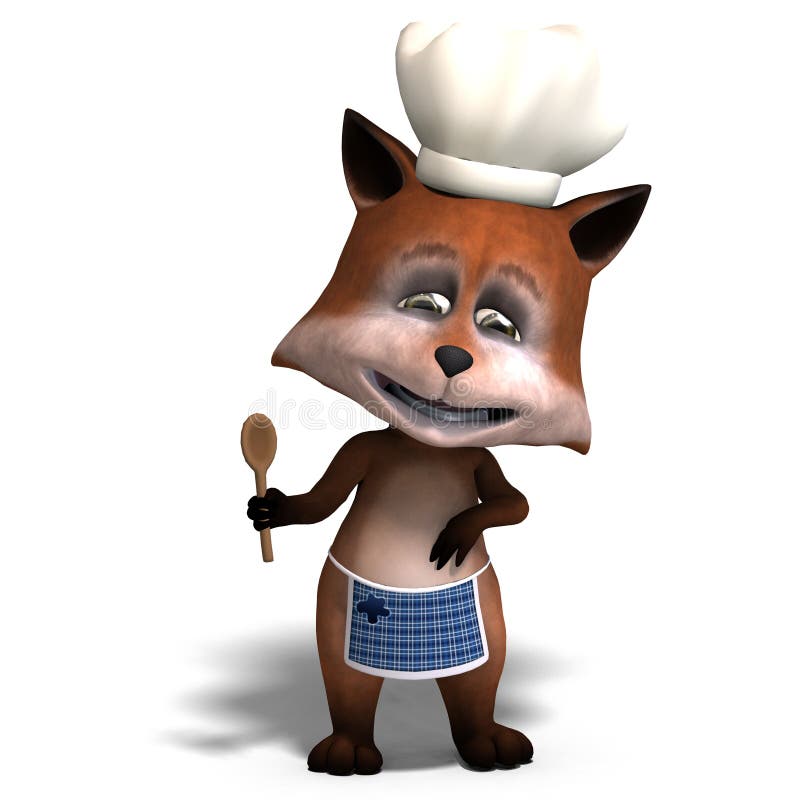 The cute cartoon fox is very smart and clever. 3D