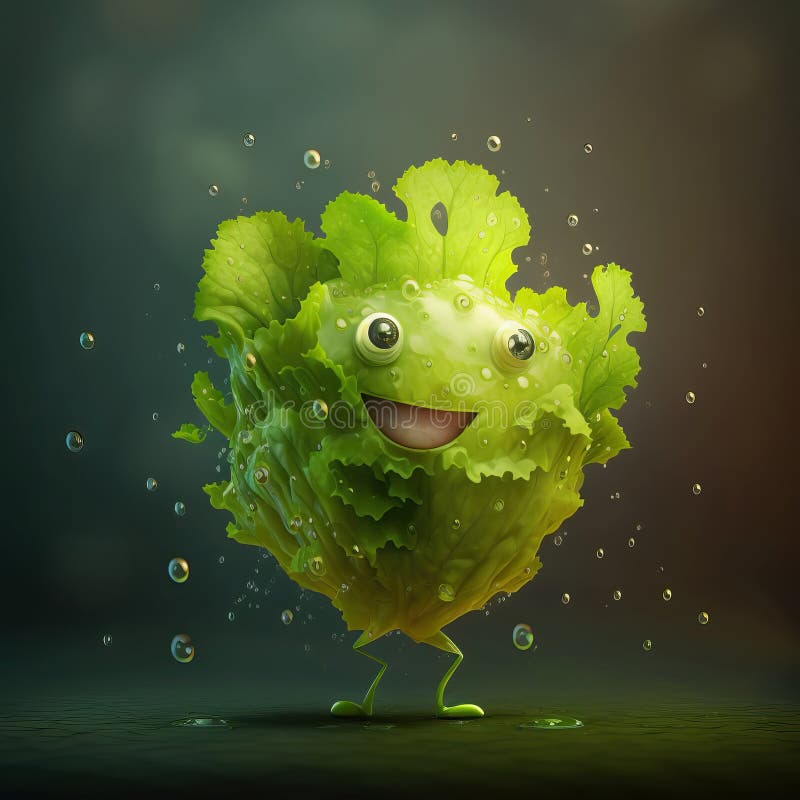 Happy Cartoon Lettuce Leaf Stock Illustrations 668 Happy Cartoon