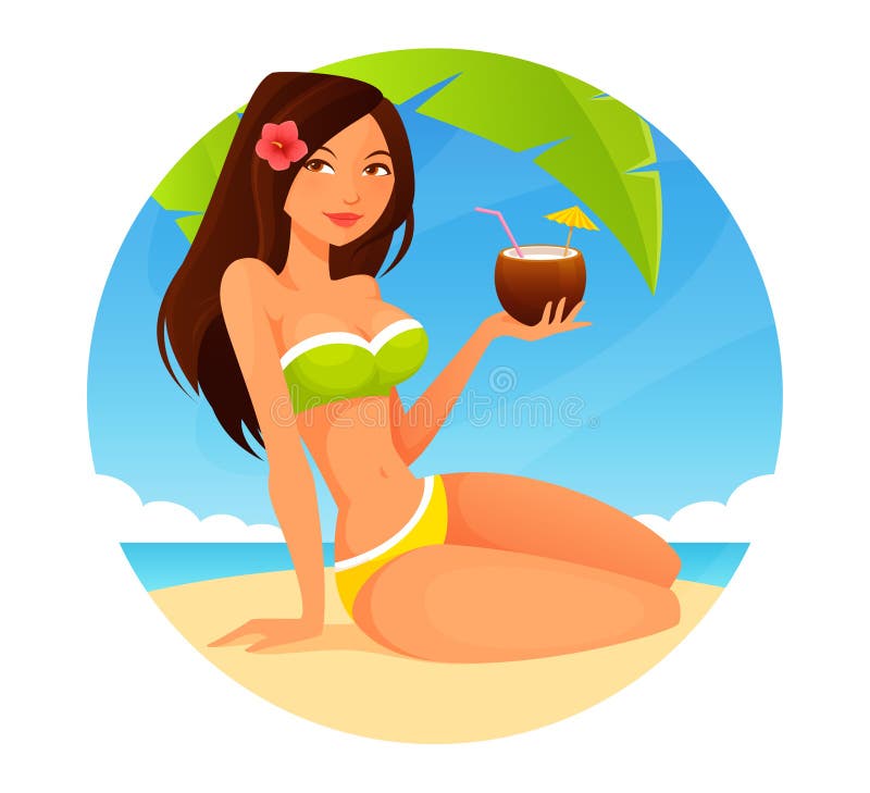 Beach Bikini Girl Cartoon Stock Illustrations – 8,724 Beach ...