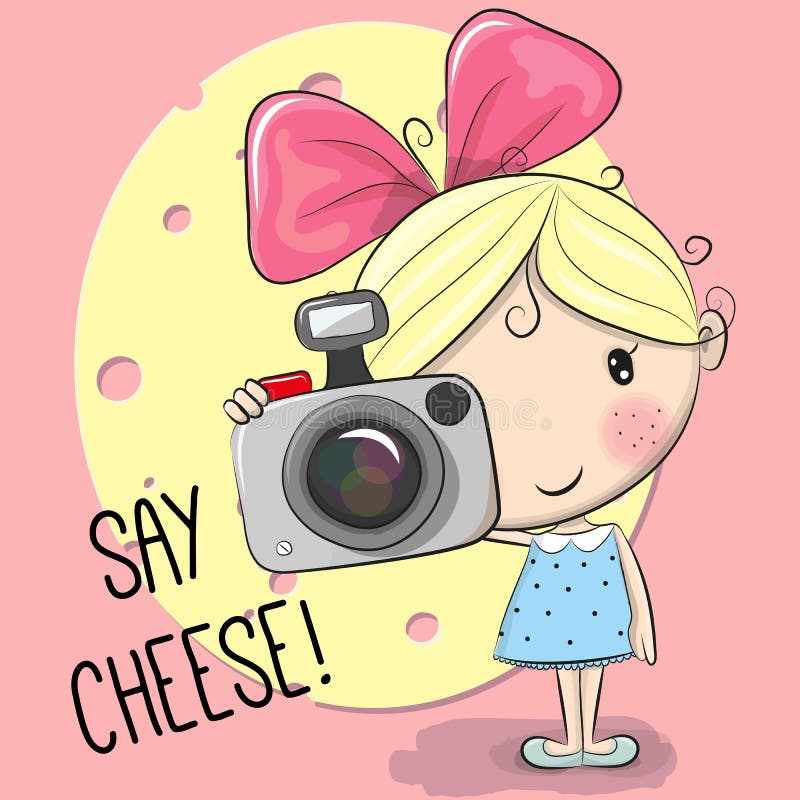 Cute Cartoon Girl with a Camera Stock Vector Illustration of nature