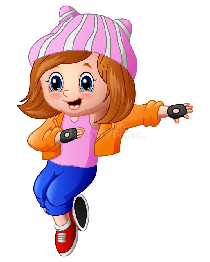 Cute cartoon girl stock illustration