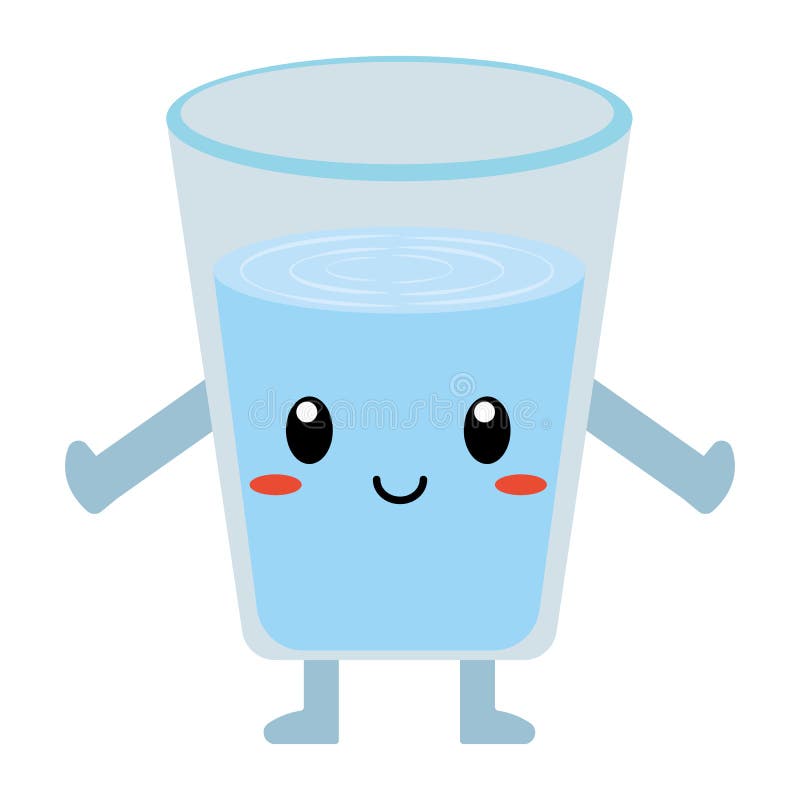 Cute Cartoon Glass of Water Isolated Stock Illustration - Illustration of  colorful, kawaii: 170404937