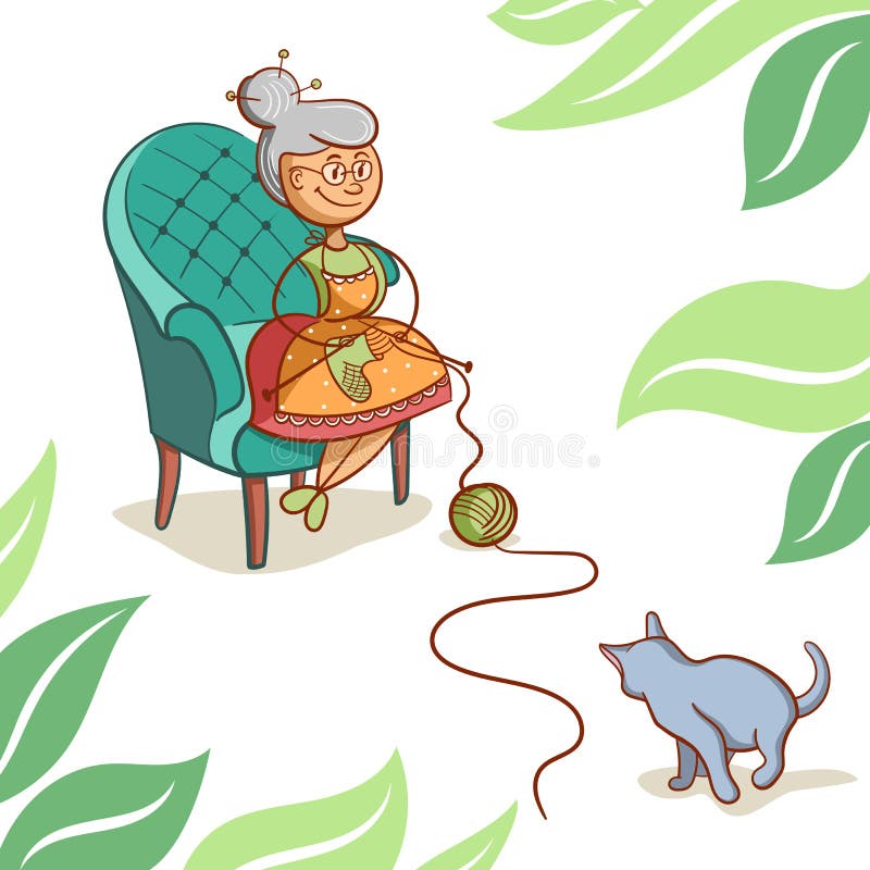 Cute Cartoon Grandma stock vector. Illustration of armchair - 169676766