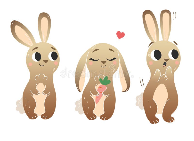 Download Cute Cartoon Hare Vector Set Hares In Different Postures Forest Animals For Kids Isolated On White Background Stock Vector Illustration Of Rabbit Animals 166888021