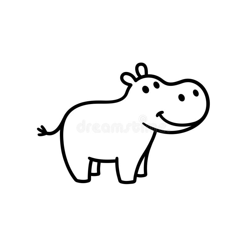 Cute cartoon hippo stock vector. Illustration of hippo - 118101700
