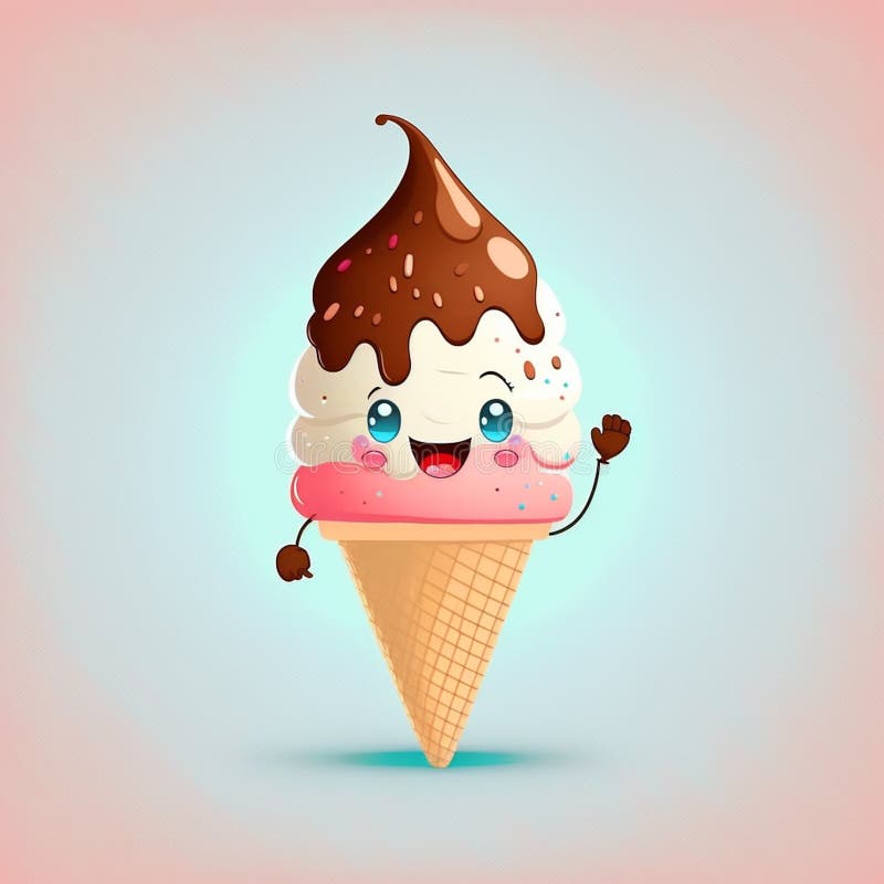 Cute Cartoon Ice Cream Cone Character royalty free stock photography