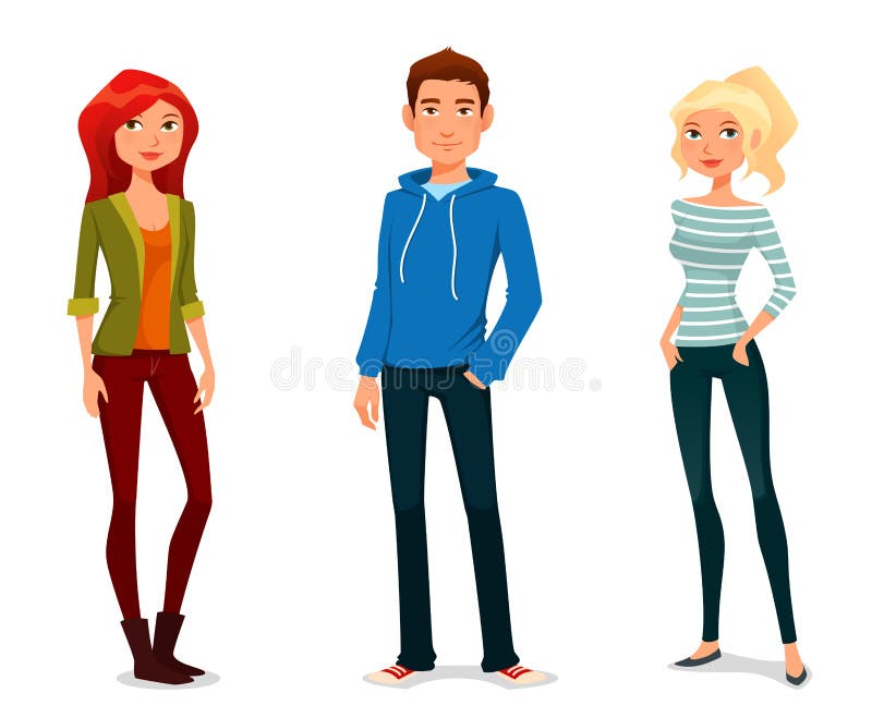 Cartoon People in Various Outfits Stock Vector - Illustration of ...