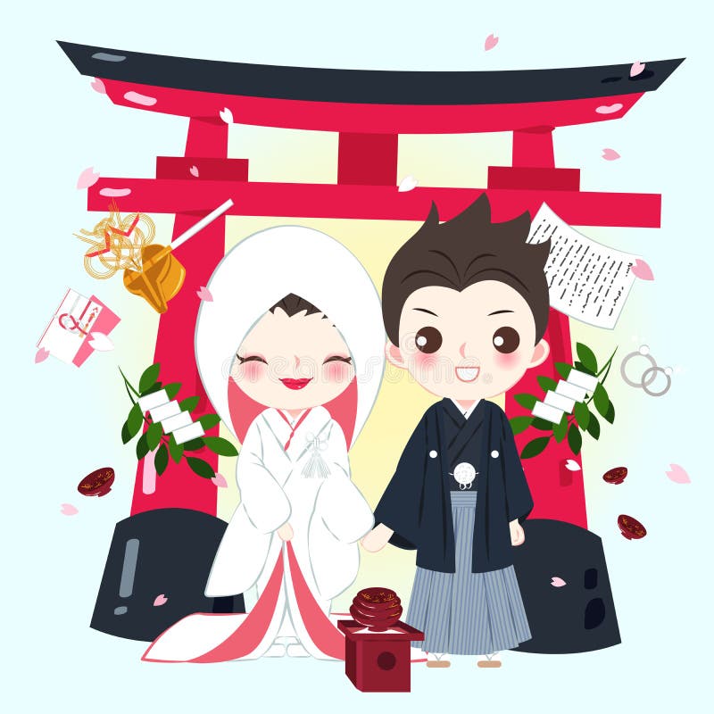 Cartoon Japanese Wedding Couple Stock Illustrations – 303 Cartoon ...