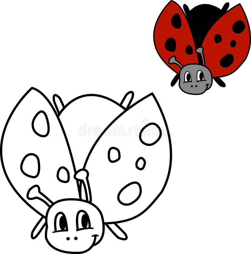 Cute cartoon ladybug for kids coloring book vector illustration