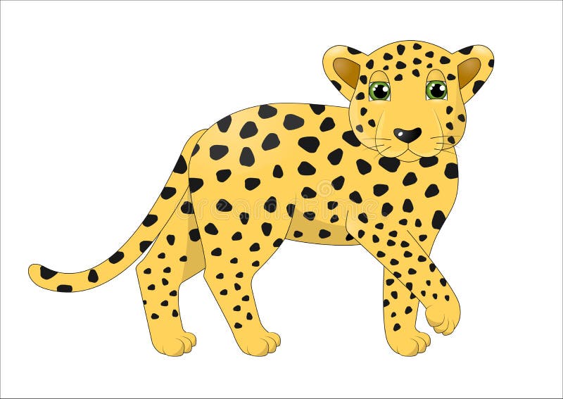 Cute Leopard Cartoon In The Forest Stock Illustration - Illustration of ...