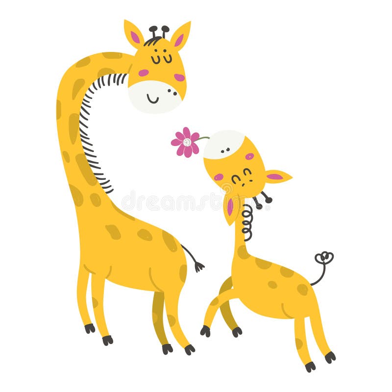 Cute Cartoon Little Giraffe. Stock Vector - Illustration of baby ...