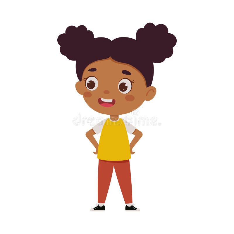 Cute Cartoon Little Girl. Little Schoolgirl Character Stock Vector ...