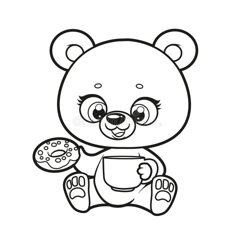 Cute Panda bear in cup drinking coffee tea cartoon teddy sweet dream Kawaii  animal zoo vector girly doodle 2373901 Vector Art at Vecteezy