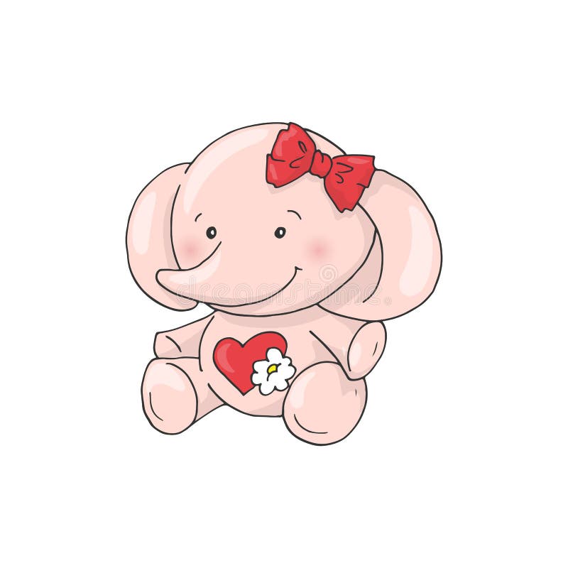 Cute cartoon lovely girl elephant. stock illustration Cute cartoon lovely girl elephant. stock illustration