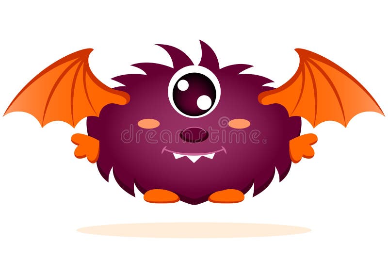 Cute Cartoon Monster with Wings Stock Vector Illustration of graphic