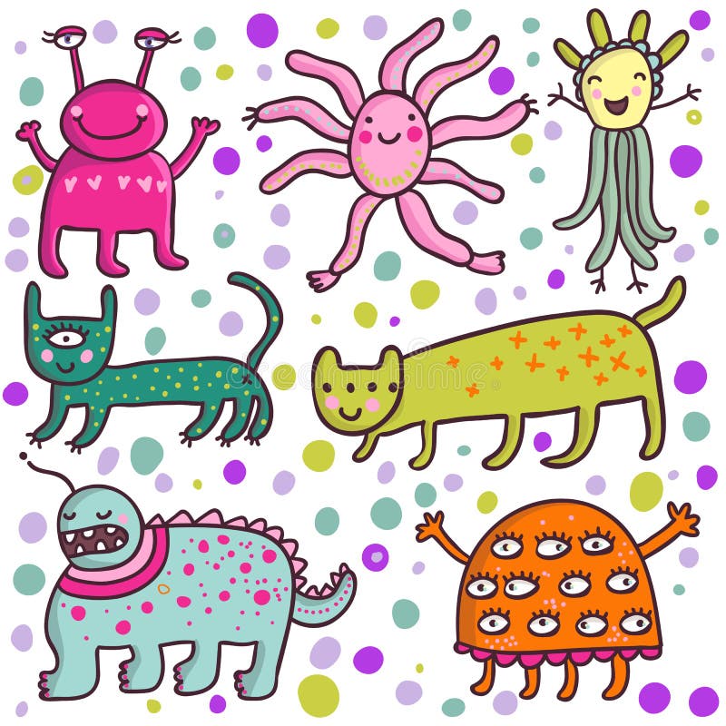 Cute cartoon monsters stock illustration Cute cartoon monsters stock illustration