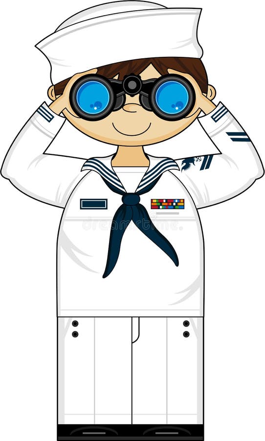 Cute Cartoon Navy Sailor stock vector. Illustration of naval - 85276146