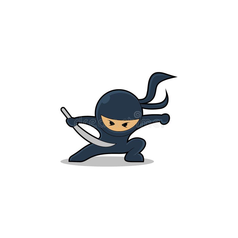 Cute Cartoon Ninja Attacking with Sword Stock Vector - Illustration of  asia, cartoon: 159227691