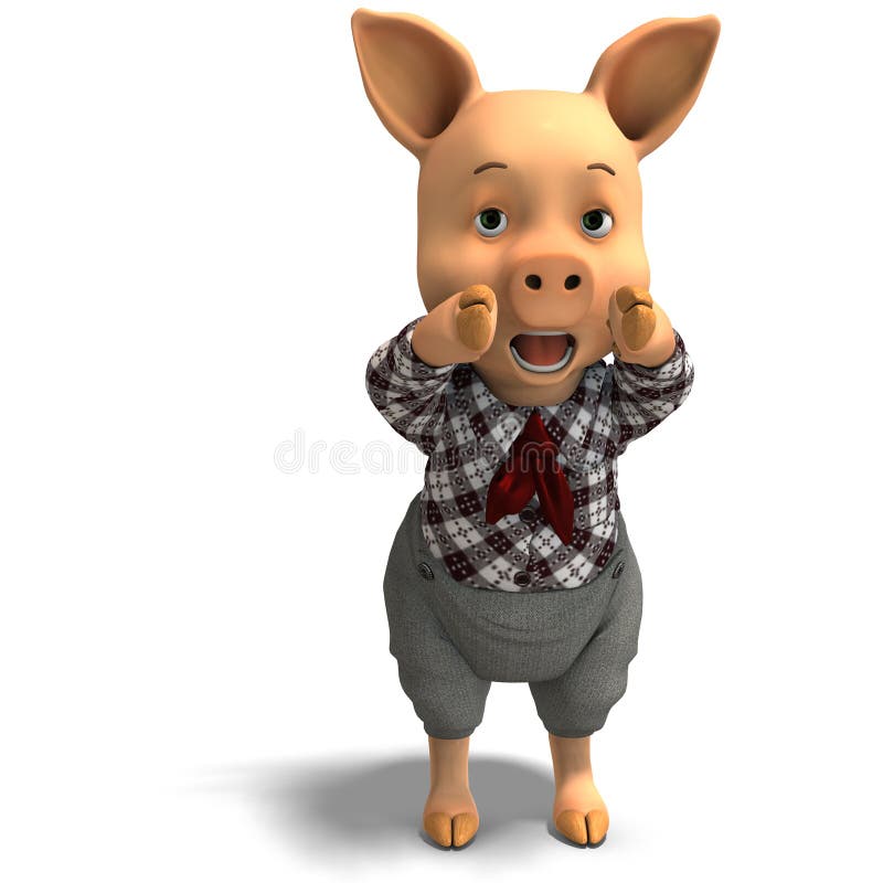 Cute cartoon pig with clothes