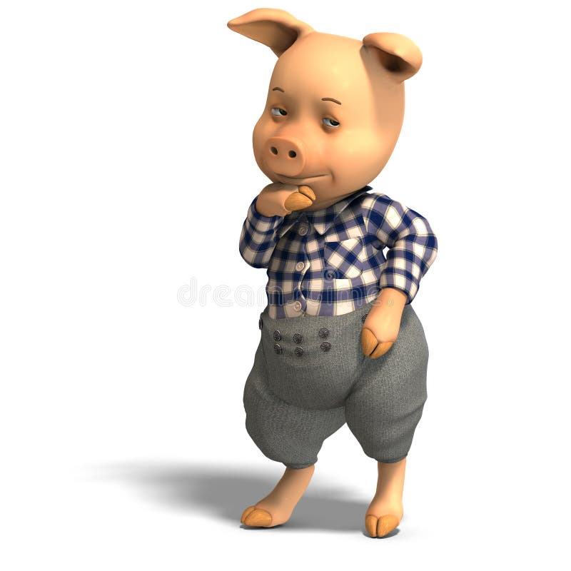 Cute cartoon pig with clothes