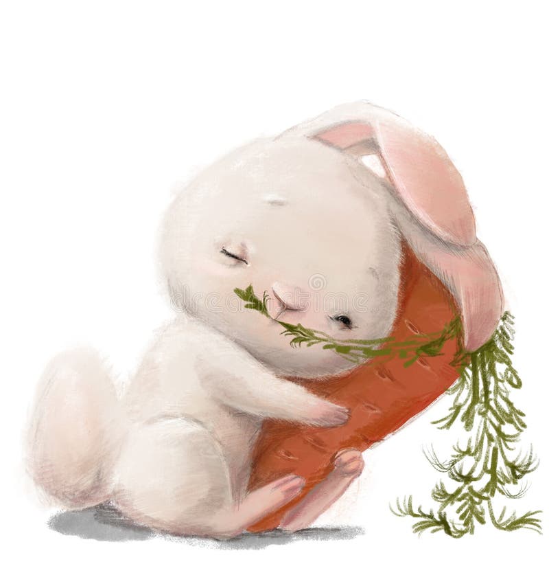 cute cartoon rabbit with a carrot. cute cartoon rabbit with a carrot