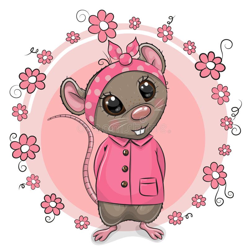 Cute Cartoon Rat with Flowers Stock Vector - Illustration of illustrations,  childhood: 138087611