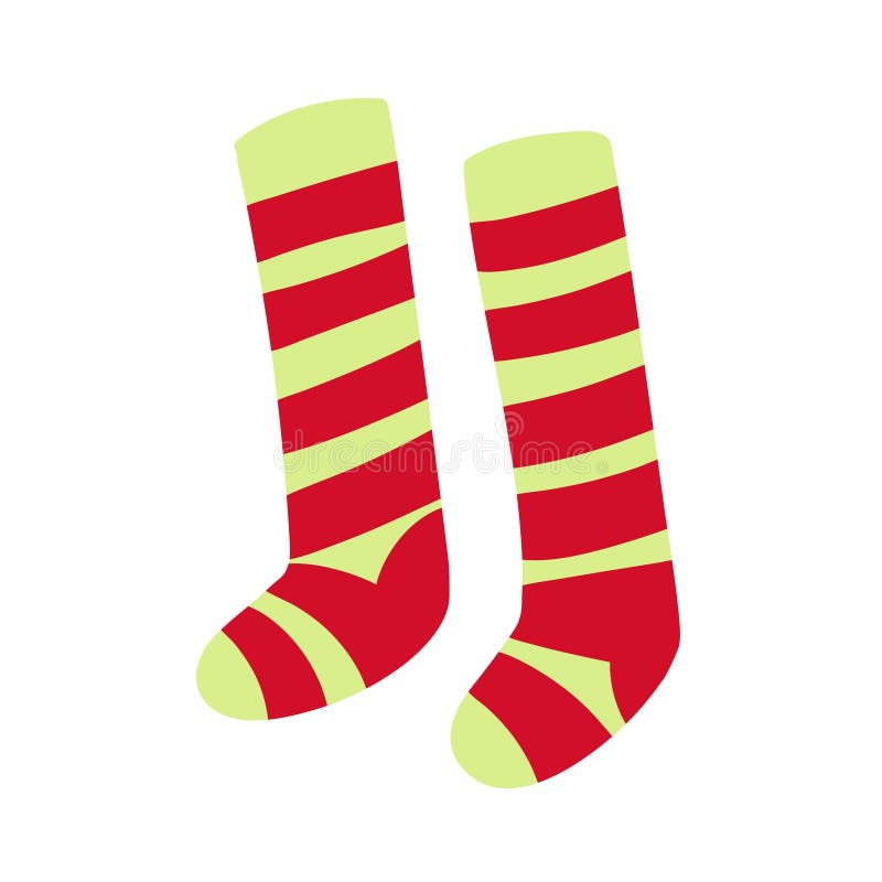 Cute Cartoon Red and Green Striped Socks. Stock Vector - Illustration ...