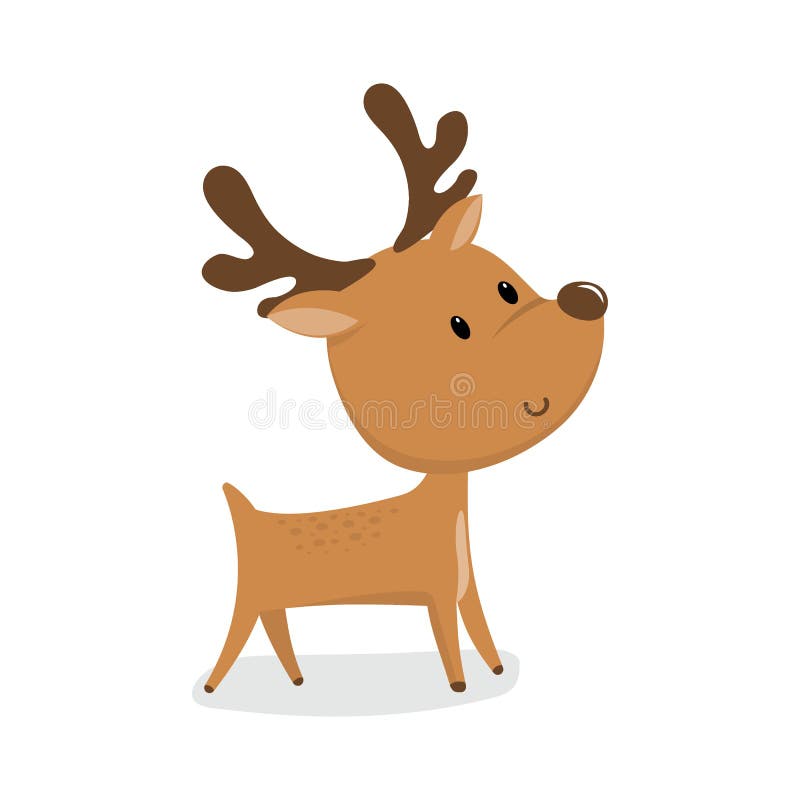 Cute Cartoon Reindeer on White Background, Cute Christmas ...
