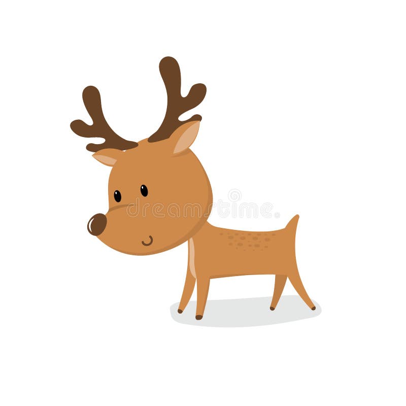 Cute Cartoon Reindeer on White Background, Cute Christmas Character Stock  Vector - Illustration of card, cartoon: 161671063