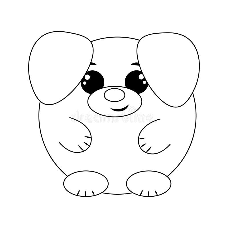 Cute Cartoon Round Dog. Draw Illustration in Black and White Stock Vector - Illustration of funny, sitting: 238875549 Cute Cartoon Round Dog. Draw Illustration in Black and White Stock Vector - Illustration of funny, sitting: 238875549