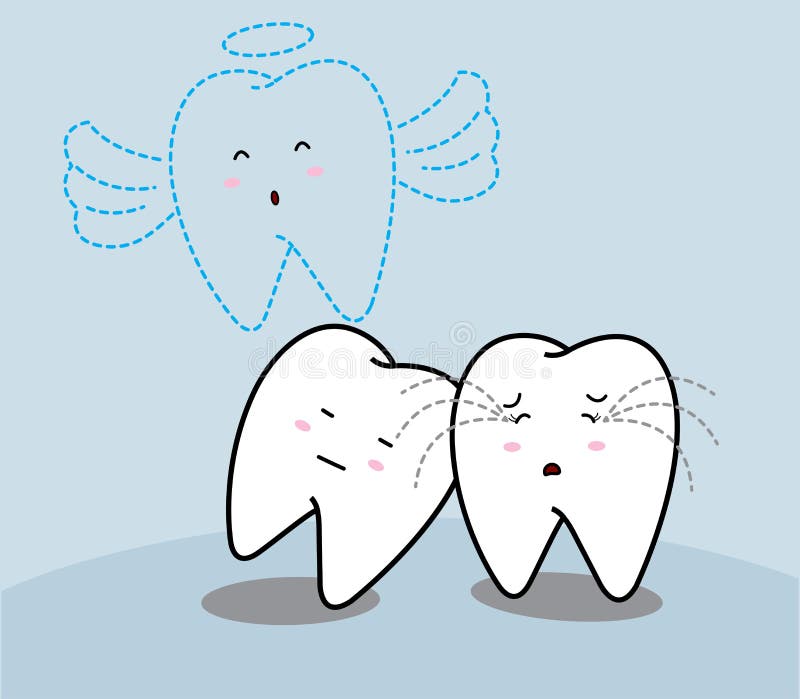 Cute cartoon sad tooth vector illustration