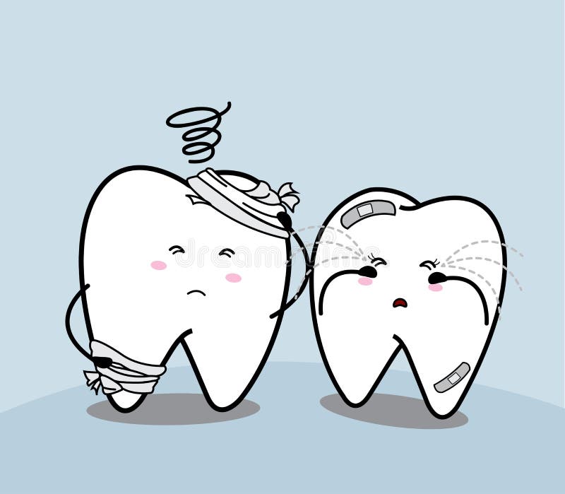 Cute cartoon sad tooth royalty free illustration