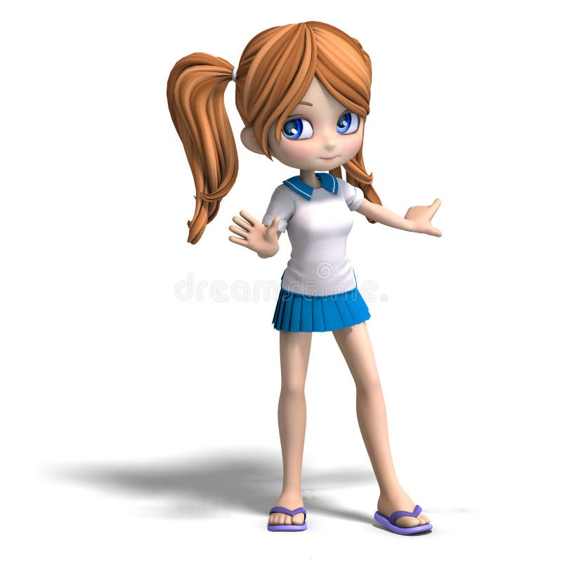 Cute cartoon school girl