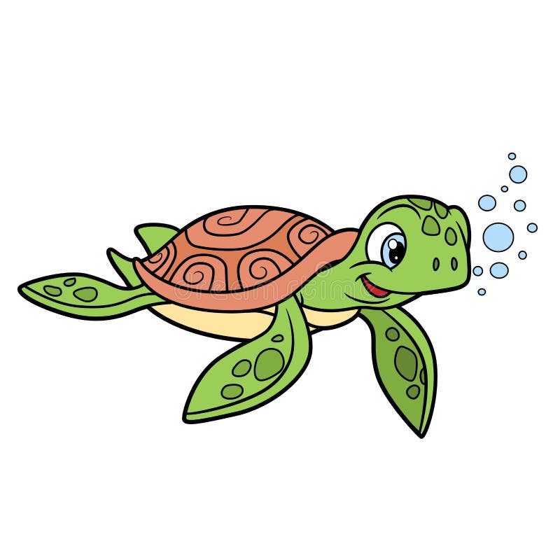 Cartoon Sea Turtle Outlined for Coloring Page Isolated on White Stock  Vector - Illustration of biology, little: 236280149